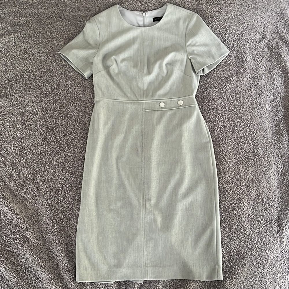 Banana Republic Gray Sheath Office Dress Size 8 Petite